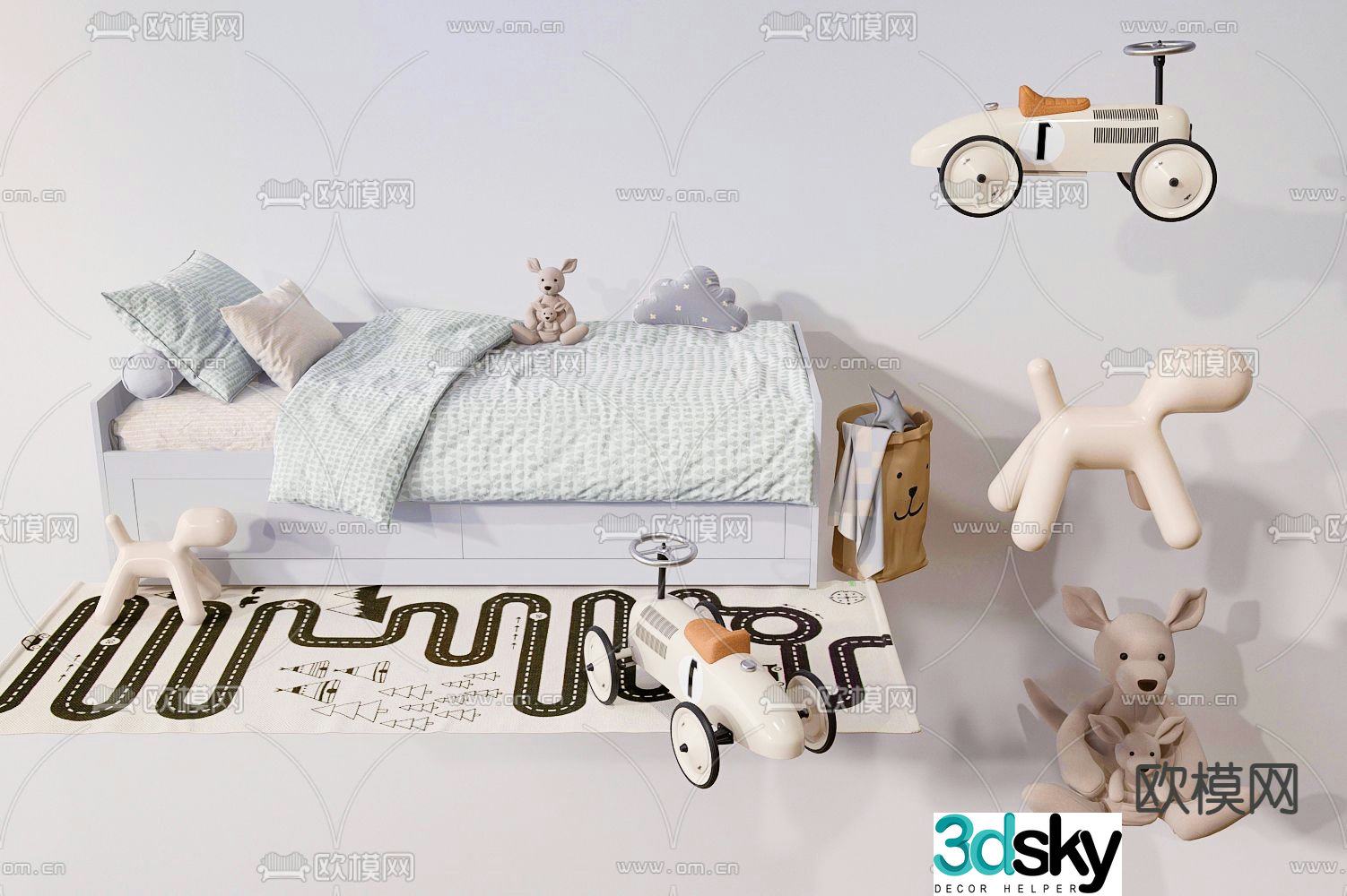 Modern children’s bed 3d model