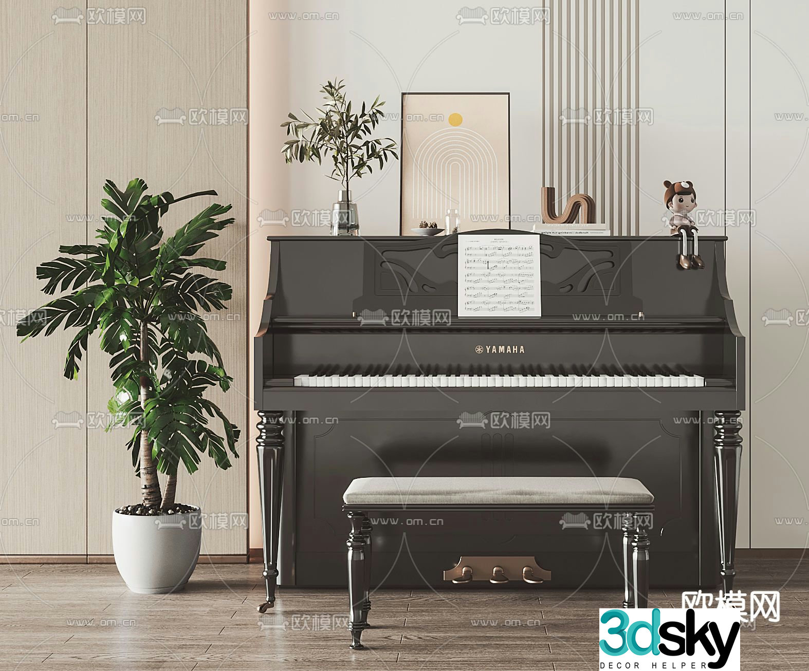 Yamaha piano 3d model