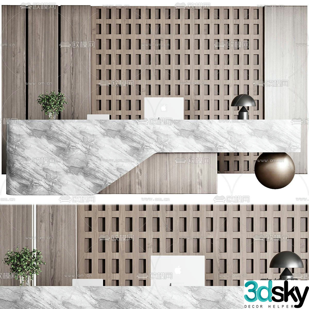 Front desk reception desk service desk 3d model