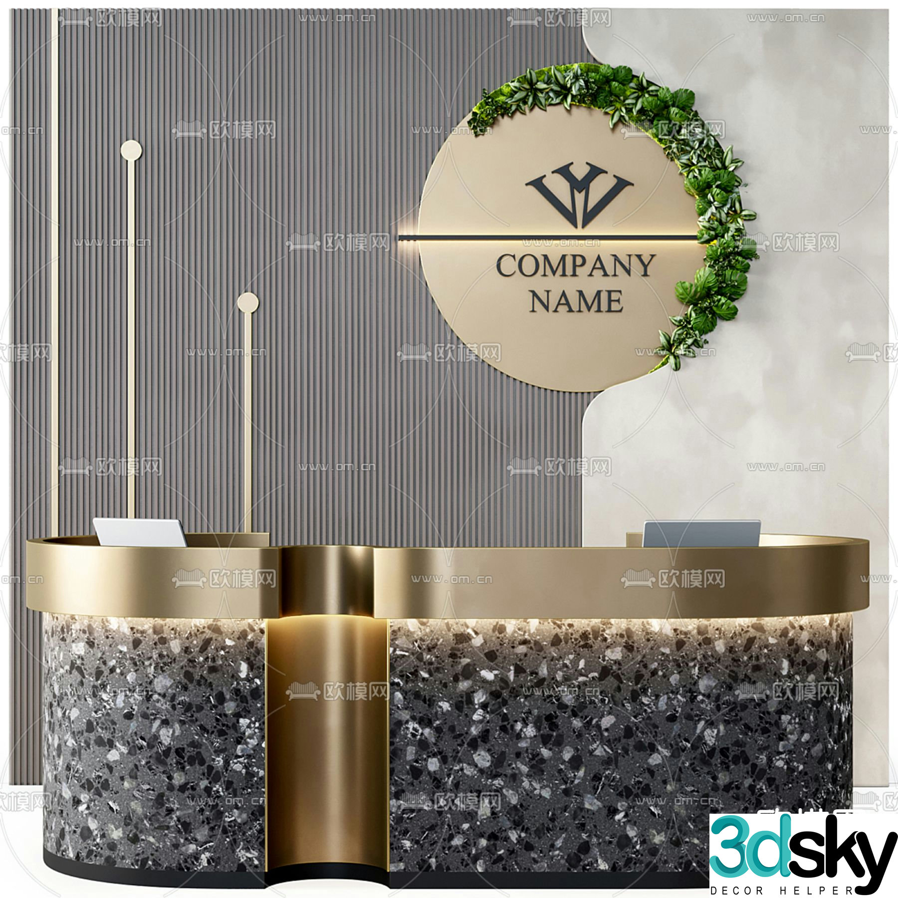 Front desk reception desk service desk 3d model