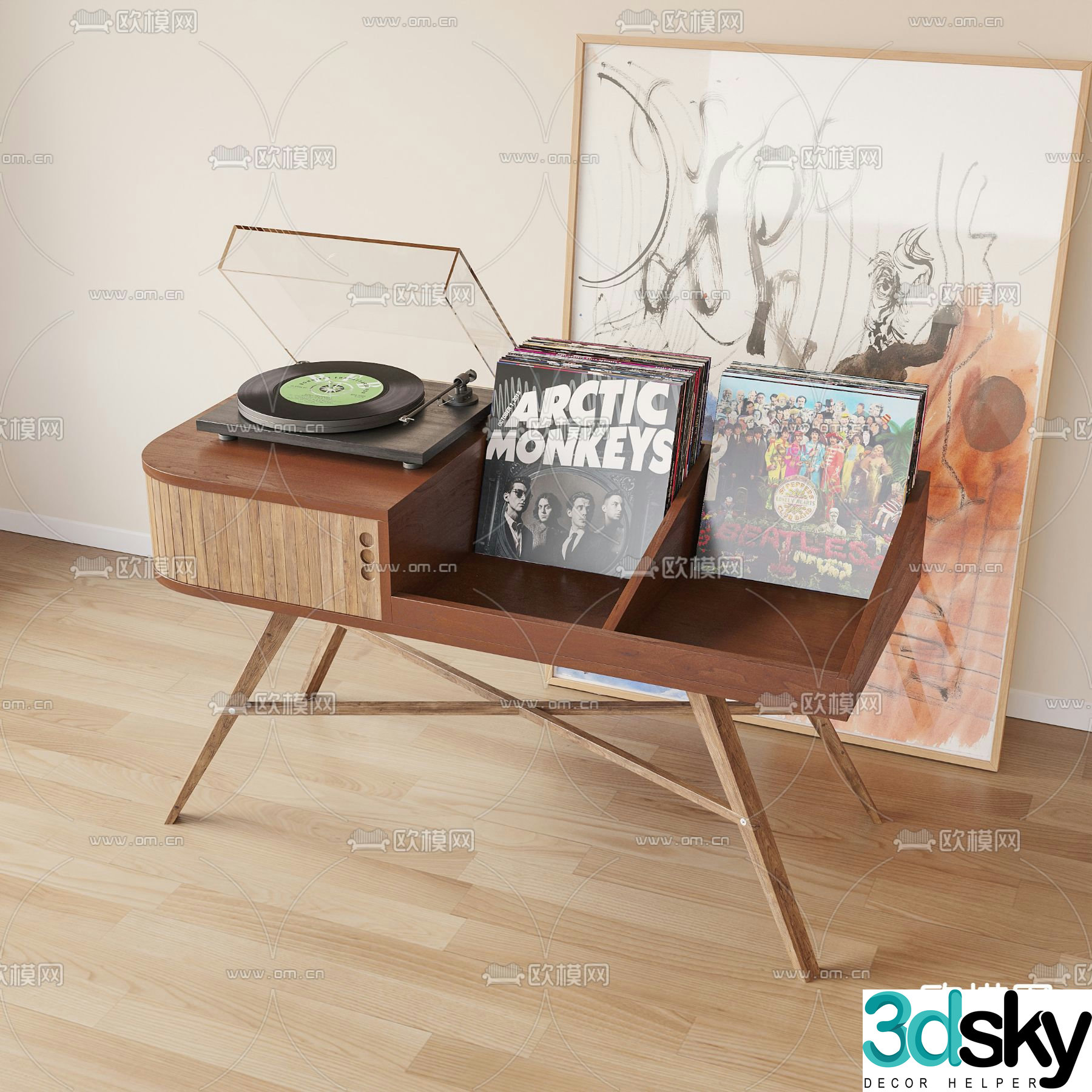 Gramophone record shelf 3d model