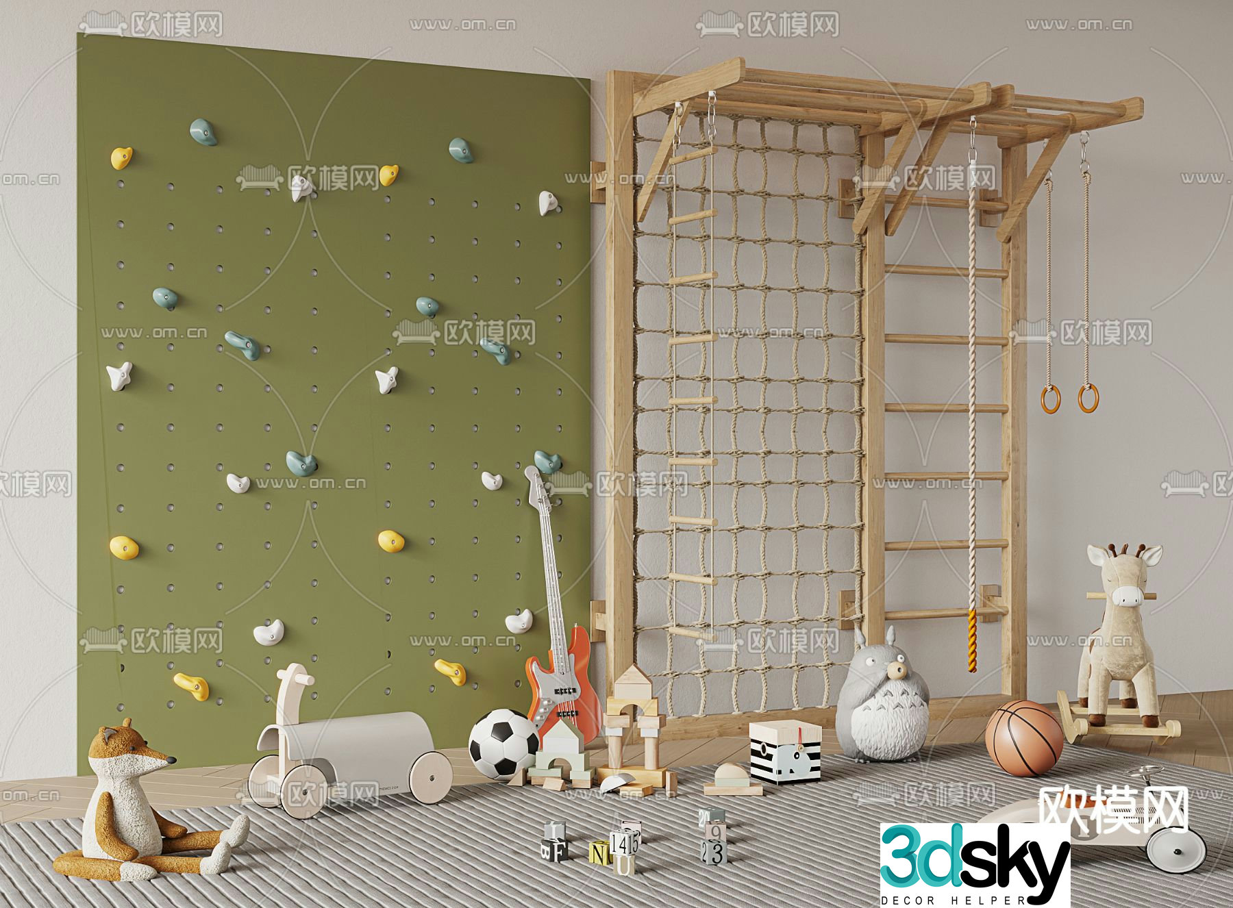Children’s climbing frame climbing wall 3d model