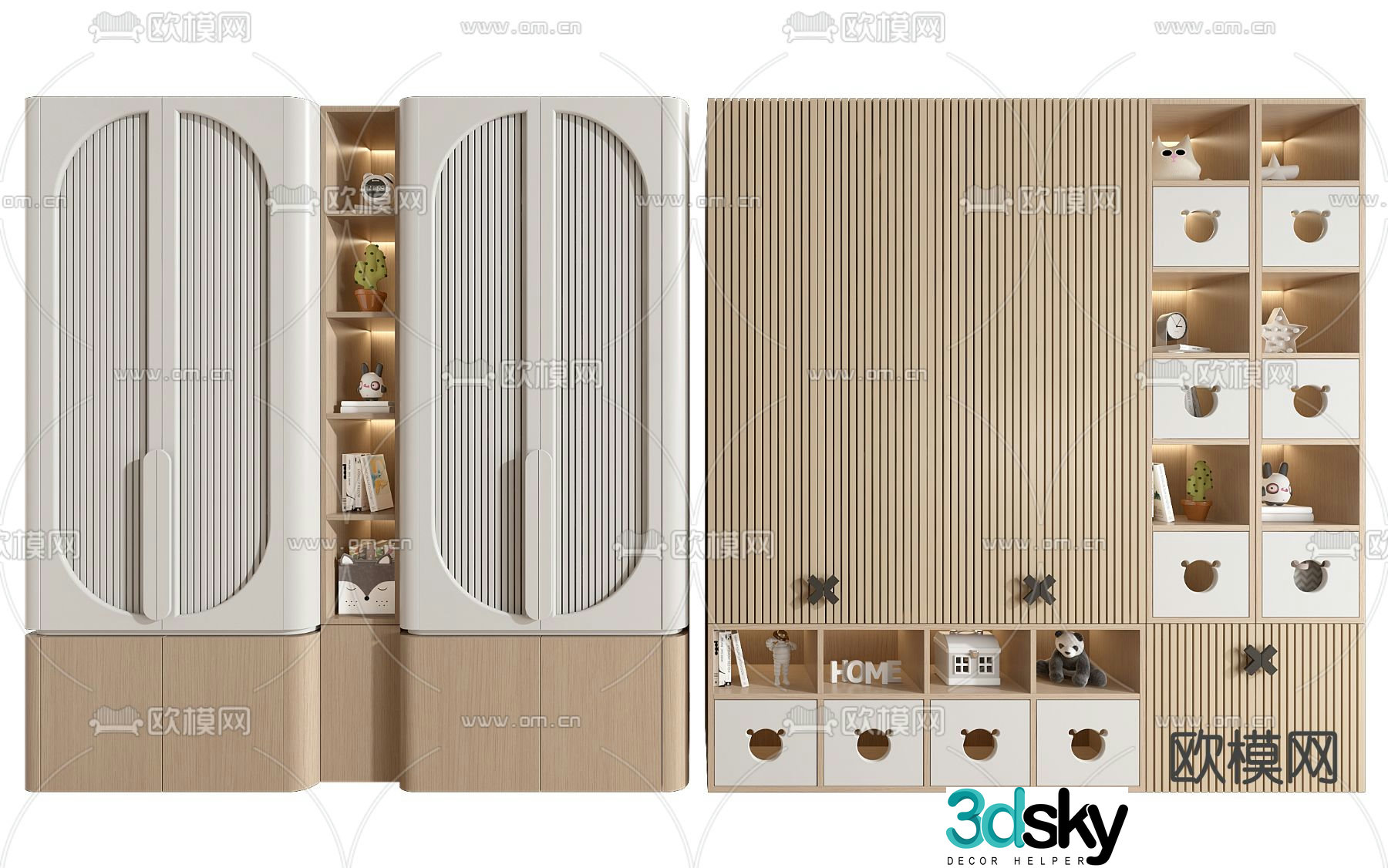 Children’s wardrobe storage cabinet 3d model