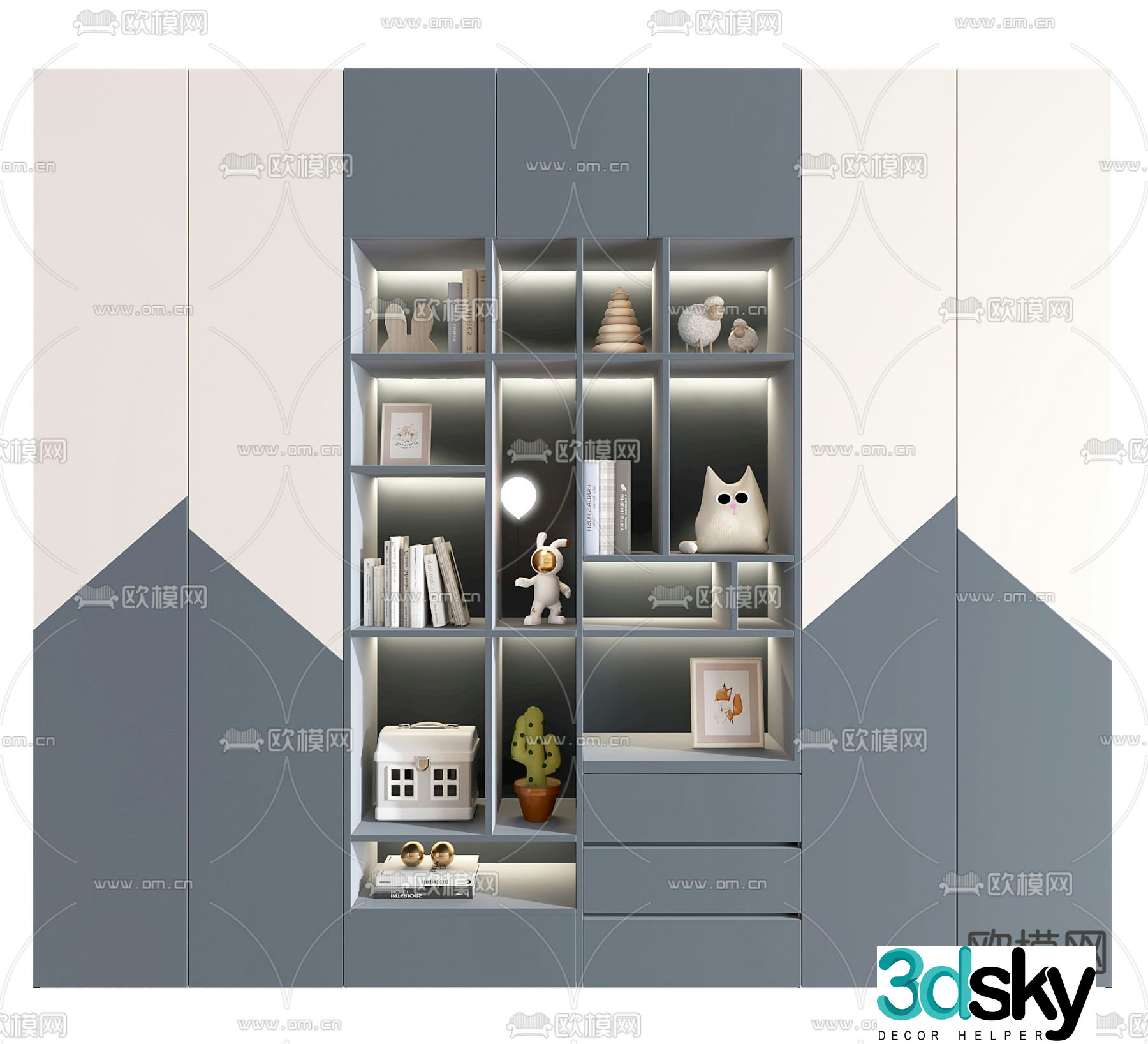 Children’s bookcase storage cabinet 3d model