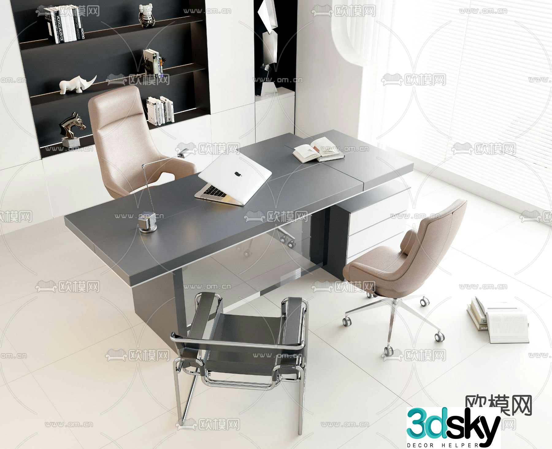 Desk table boss table office desk 3d model