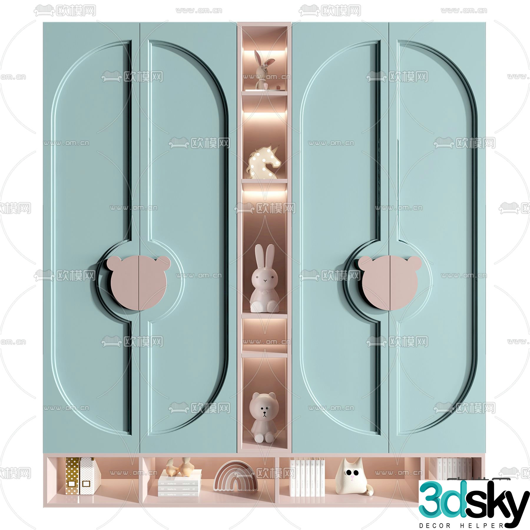 Children’s bookcase storage cabinet 3d model