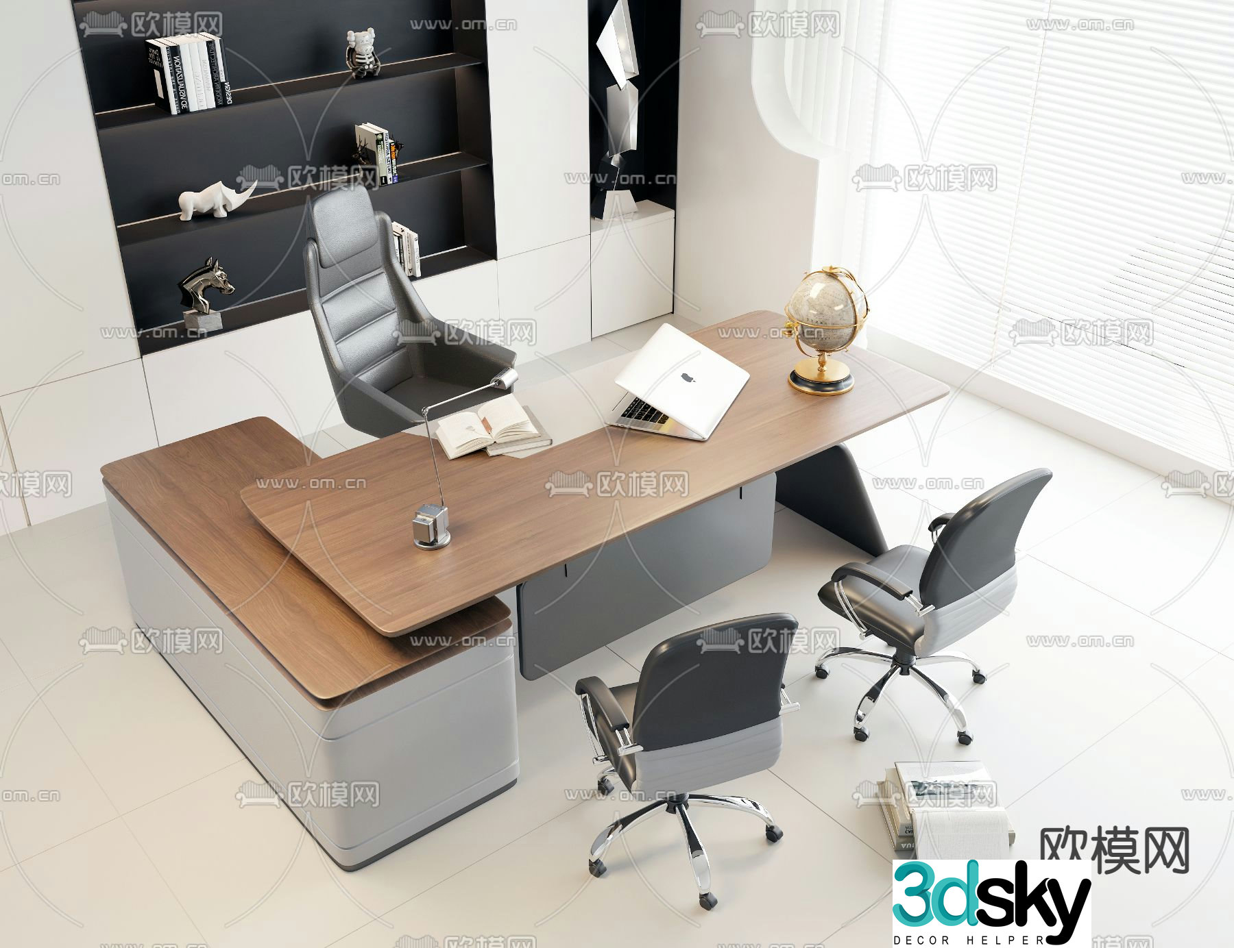 Desk table boss table office desk 3d model