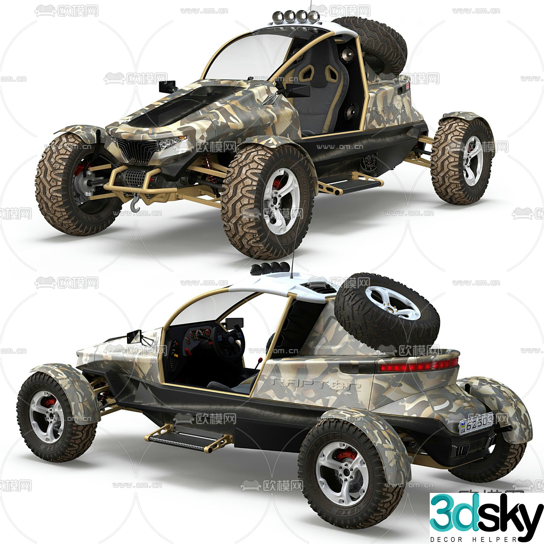 off road vehicle racing kart 3d model