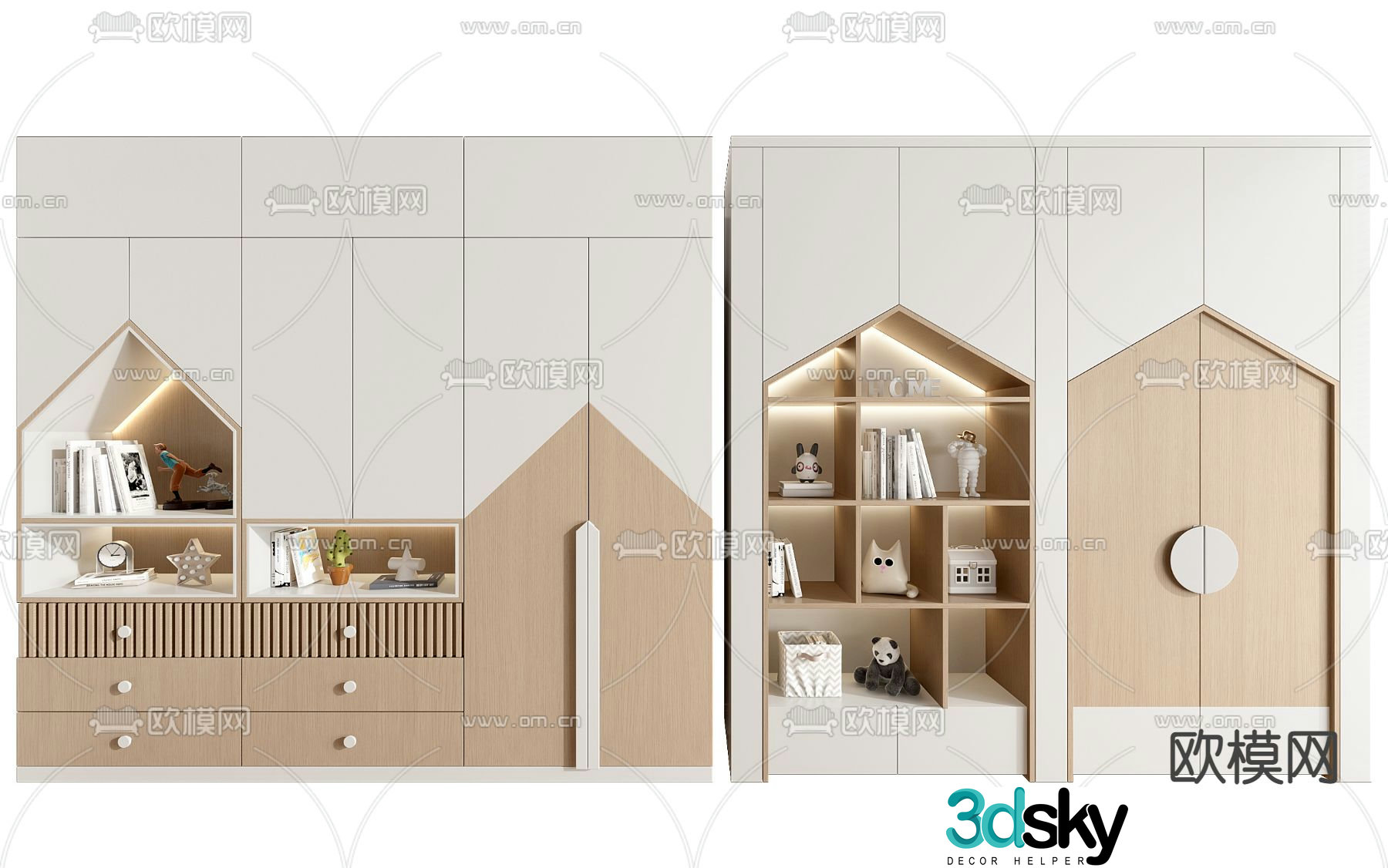 Children’s bookcase storage cabinet 3d model
