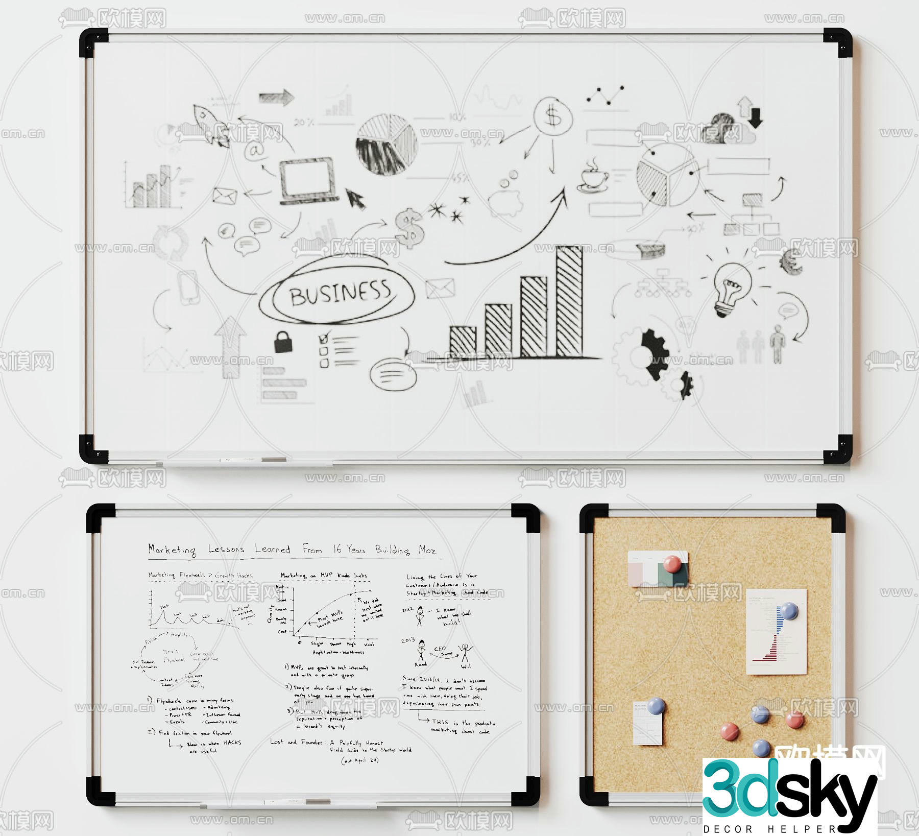 Note wall writing board message board whiteboard 3d model
