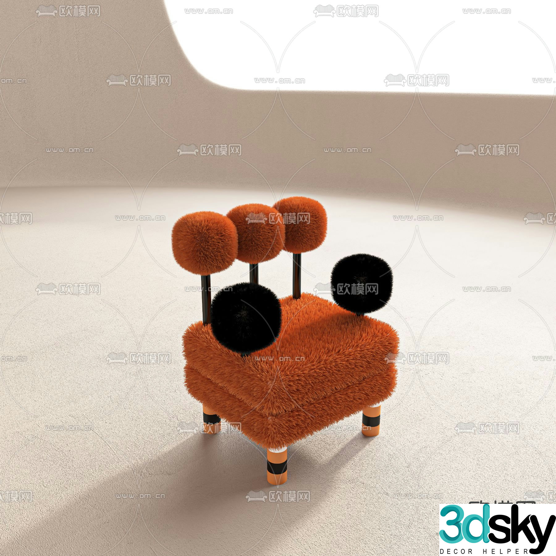 Memphis style chair children’s chair 3d model