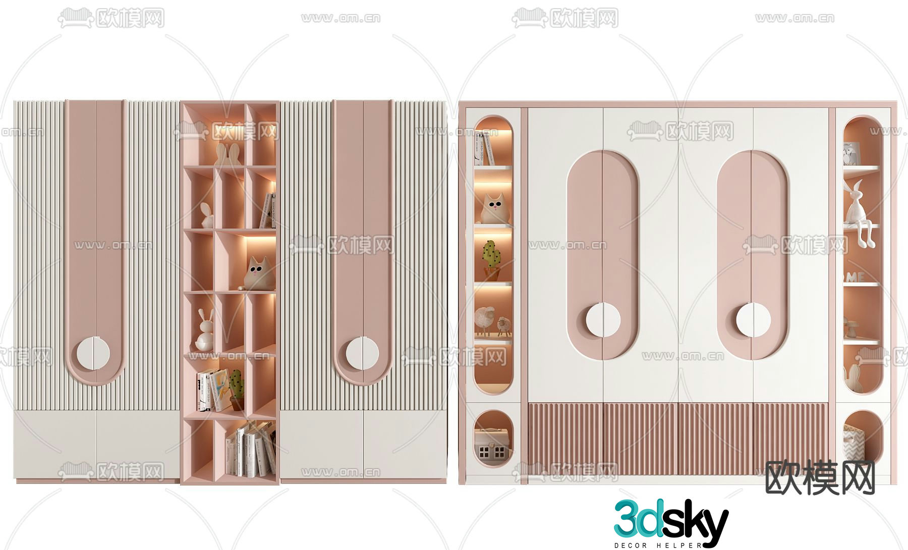 Children’s bookcase storage cabinet 3d model