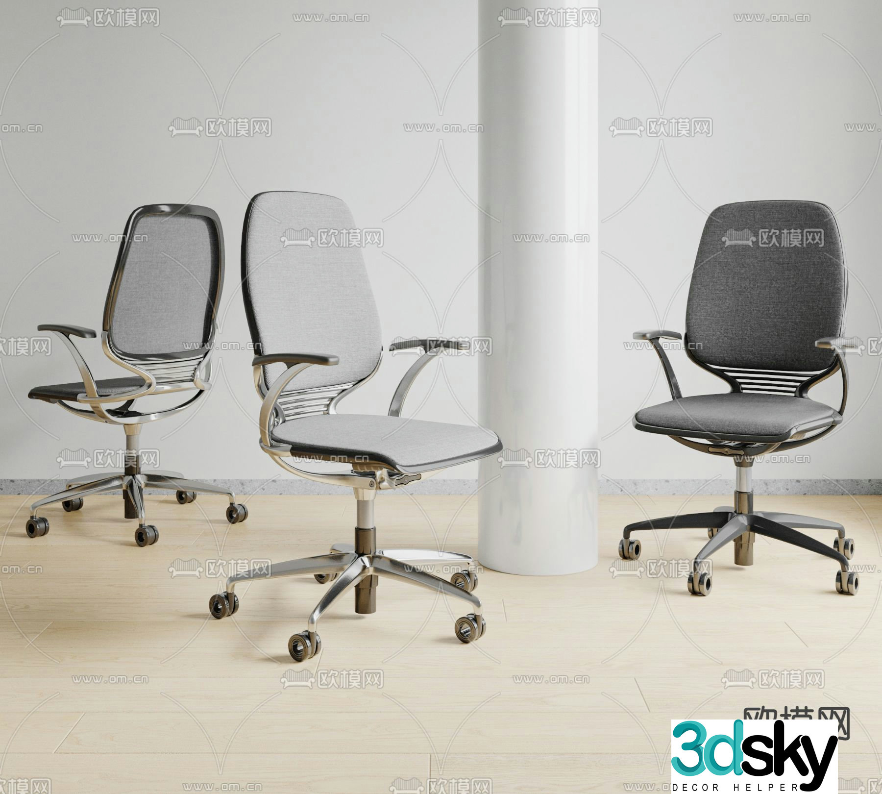 Okamura office chair staff chair 3d model
