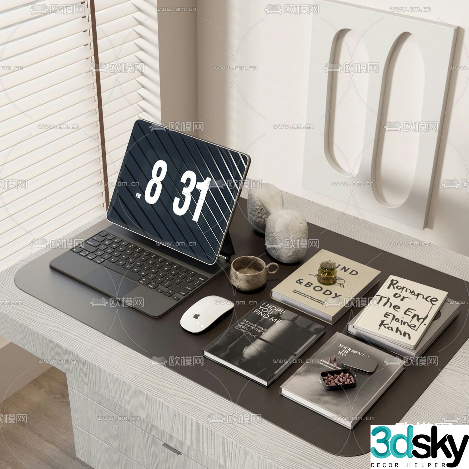 office supplies tablet mouse 3d model
