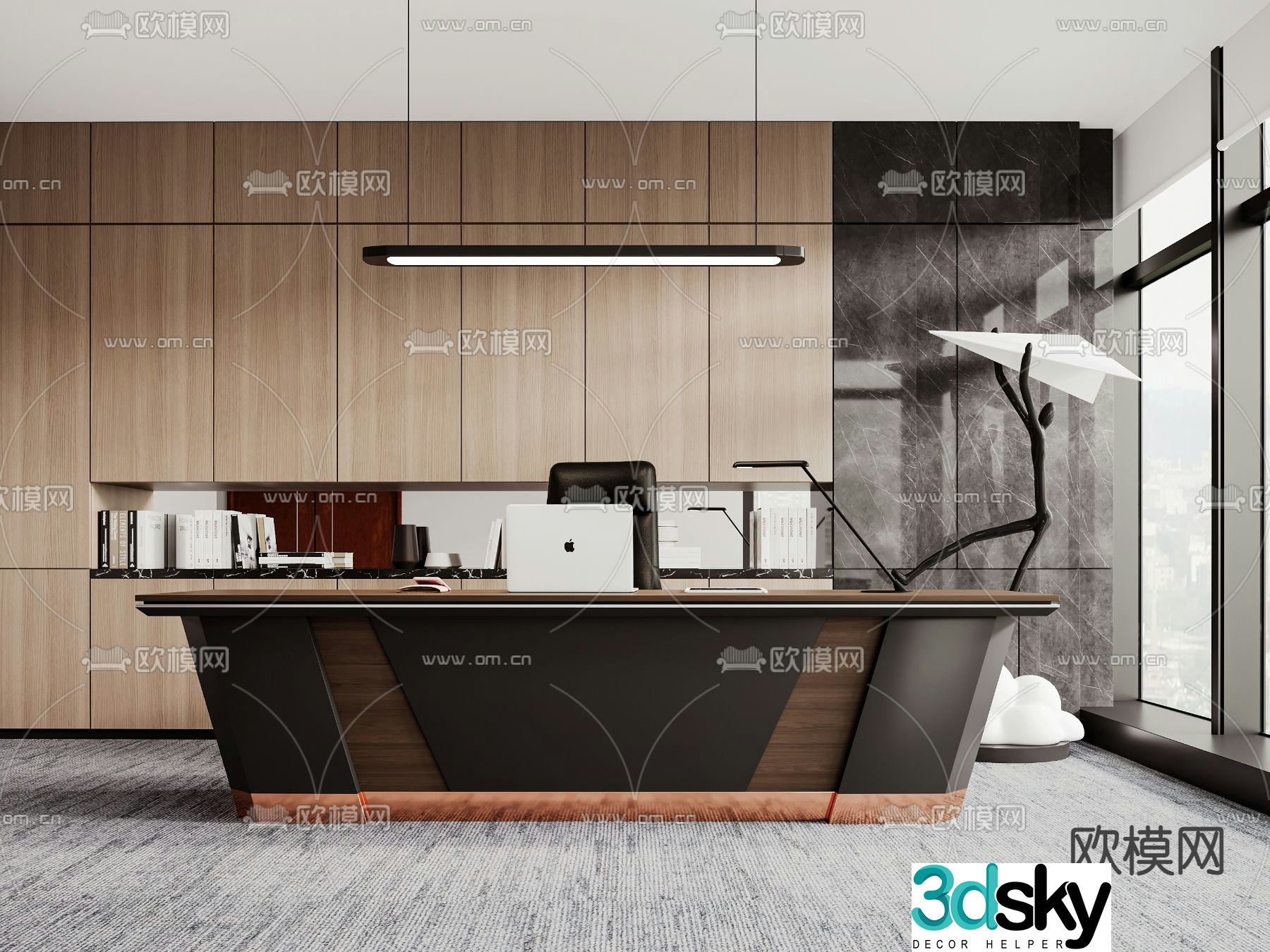 Desk table boss table office desk 3d model