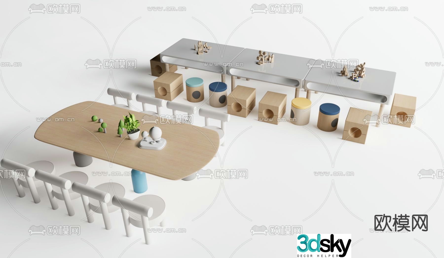Children’s table and chair 3d model