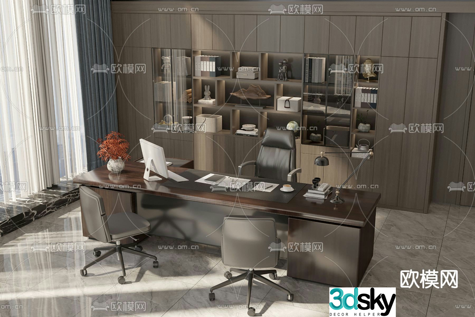 Desk tables and chairs office desks and chairs 3d model