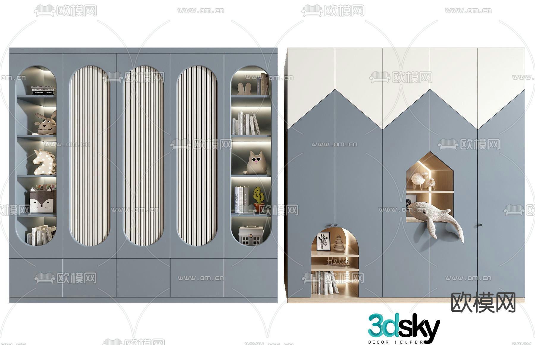 Children’s bookcase storage cabinet 3d model