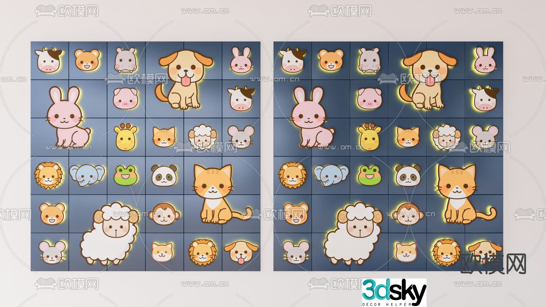 Cartoon animal wall decoration hanging decoration 3d model