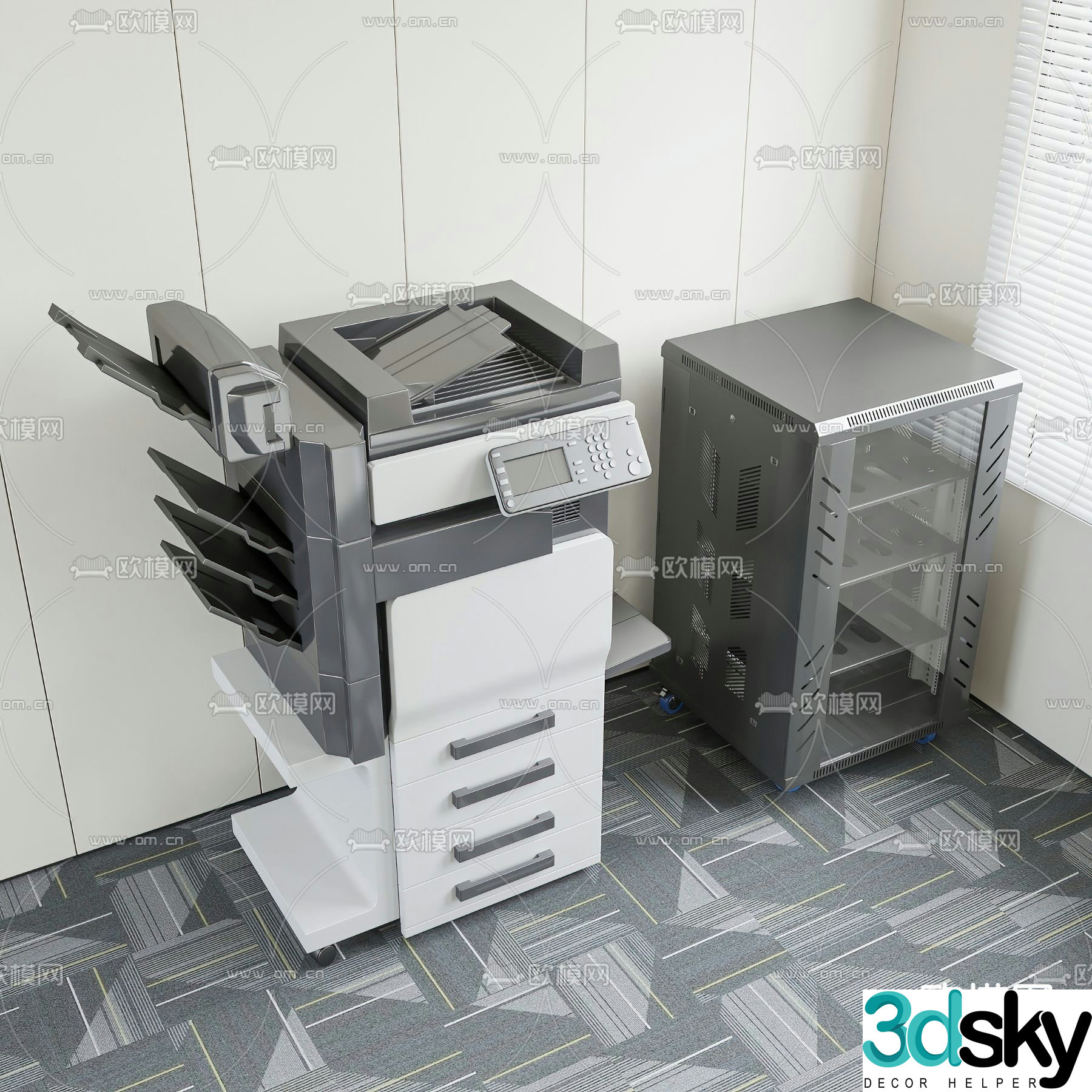Office printer copier cabinet 3d model