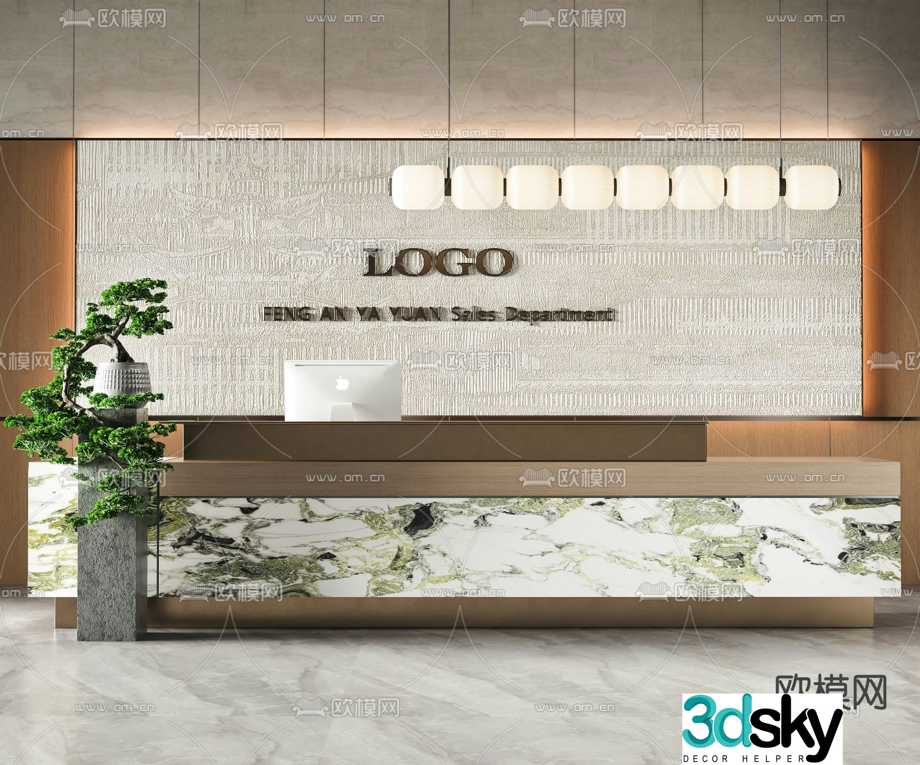 Office reception desk 3d model