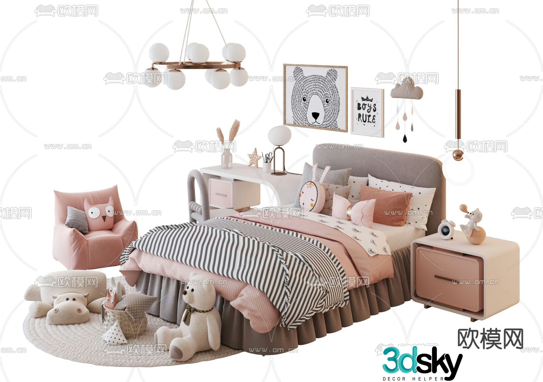 Children’s bed princess bed 3d model
