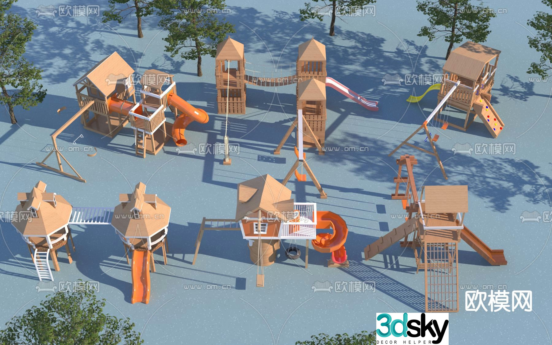 slide swing amusement equipment 3d model