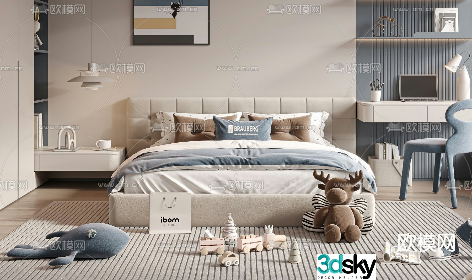 Children’s bed double bed 3d model