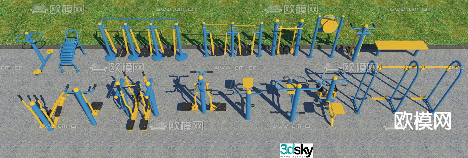 Fitness equipment exercise machinery 3d model