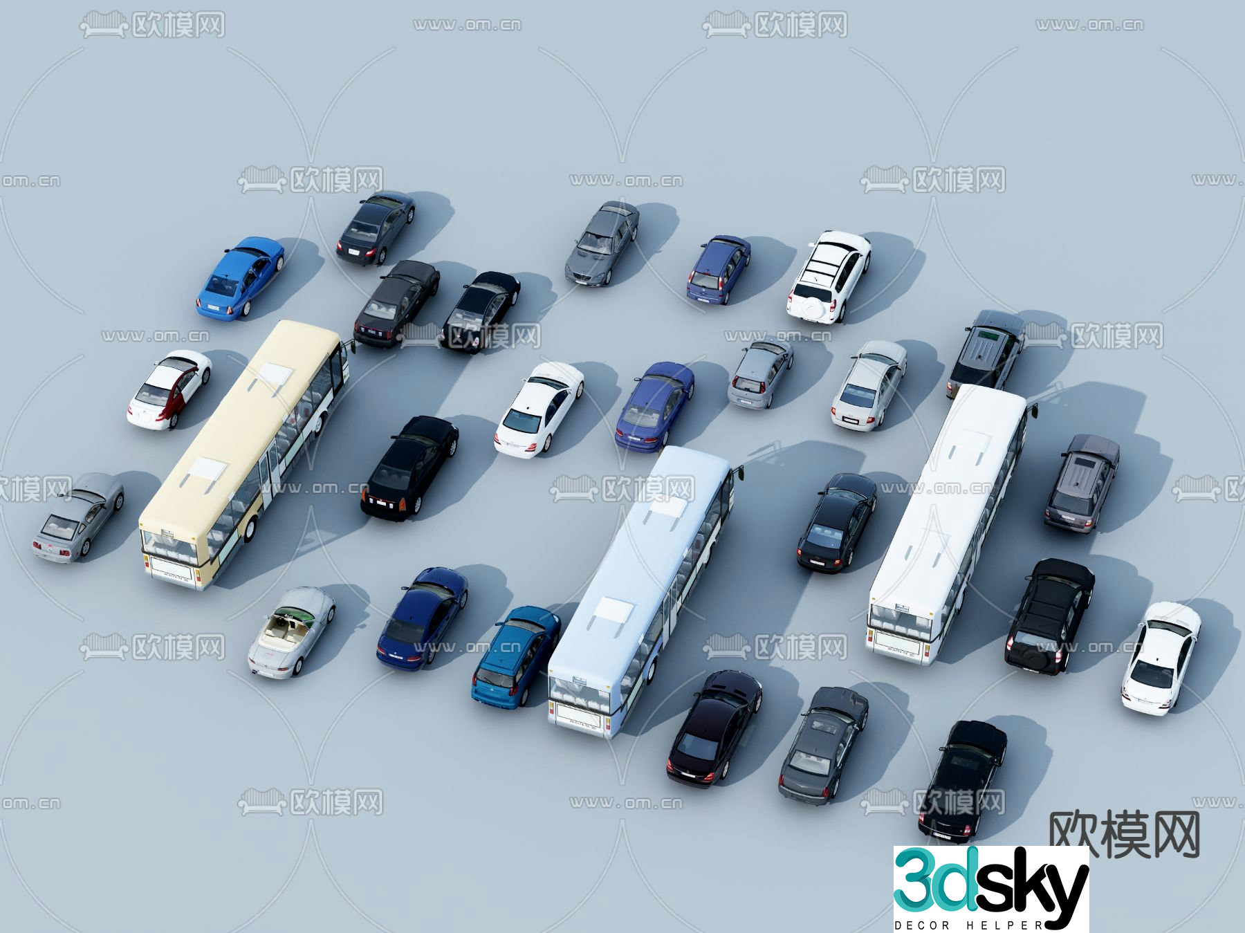 car bus sedan bus 3d model