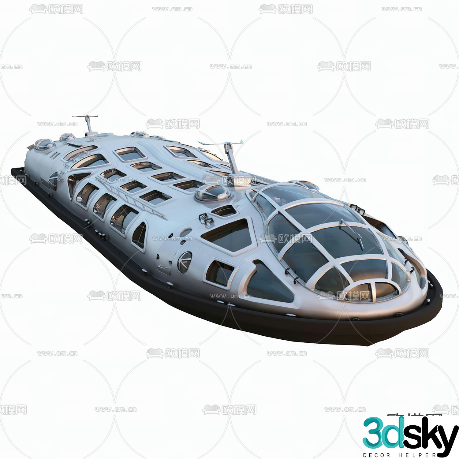 Water sightseeing boat water bus 3d model
