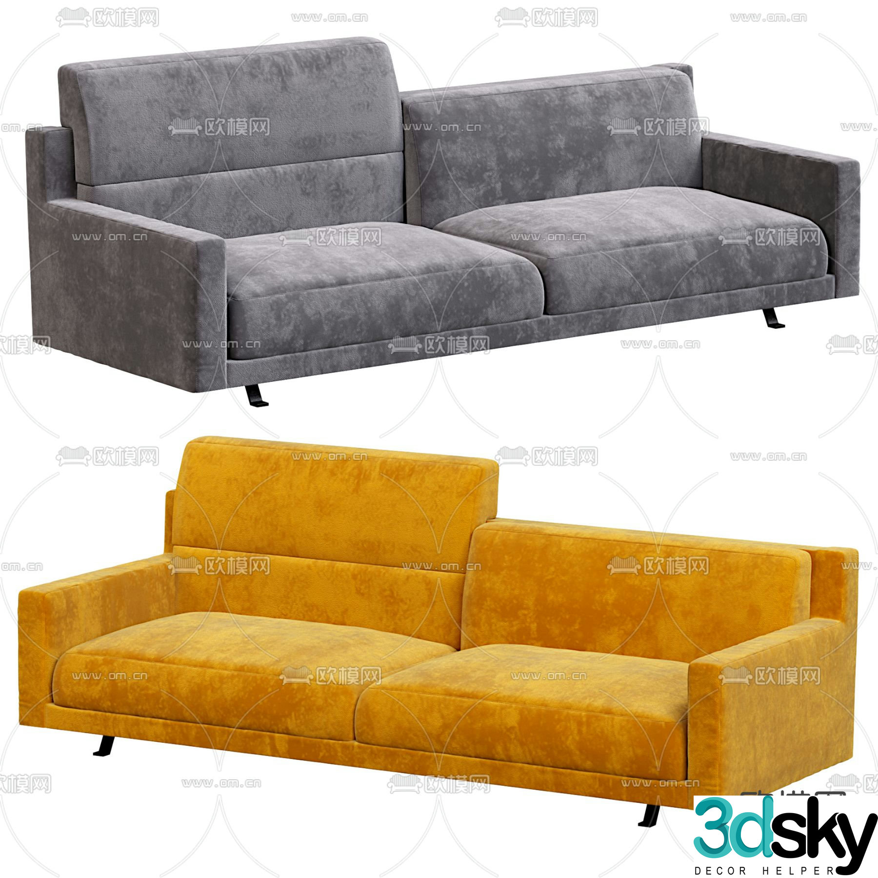 3d model of double sofa