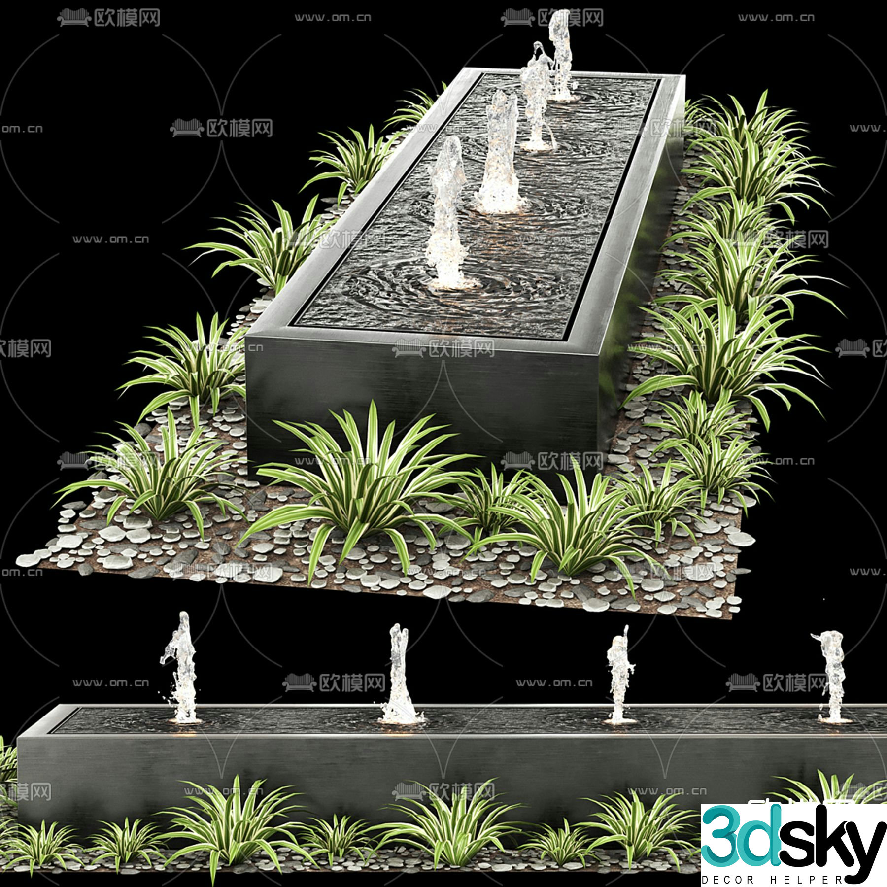 Outdoor fountain landscape columnar fountain landscape 3d model