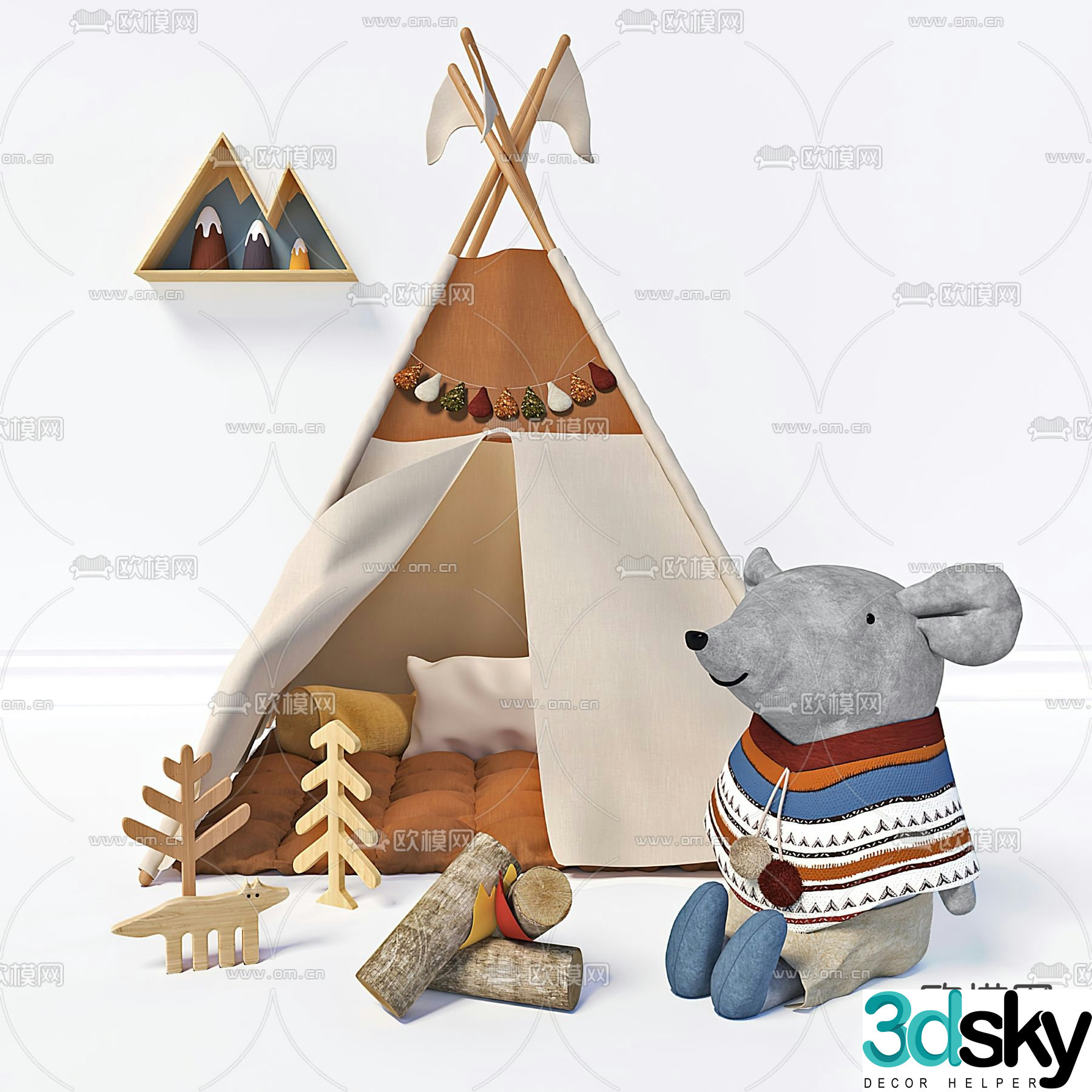 Children’s tent bed cartoon tent bed 3d model