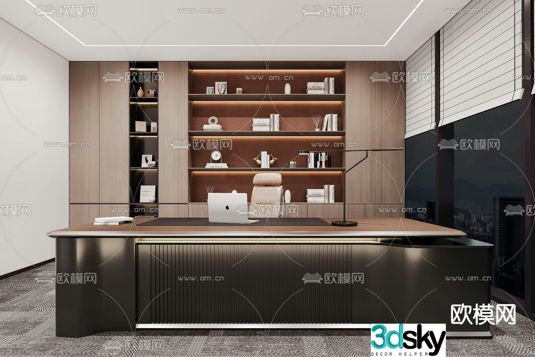 Modern office desk 3d model