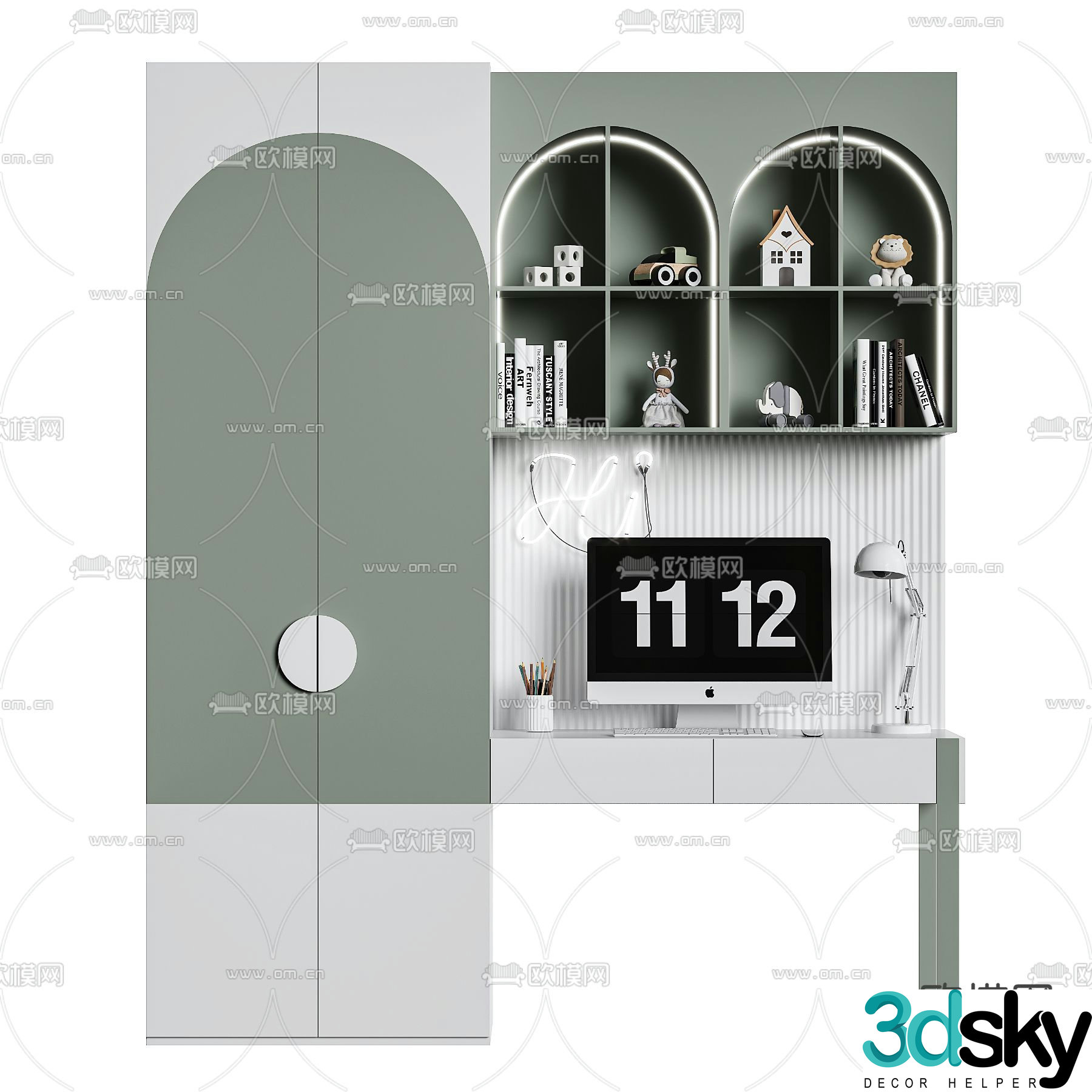 Children’s wardrobe study table 3d model
