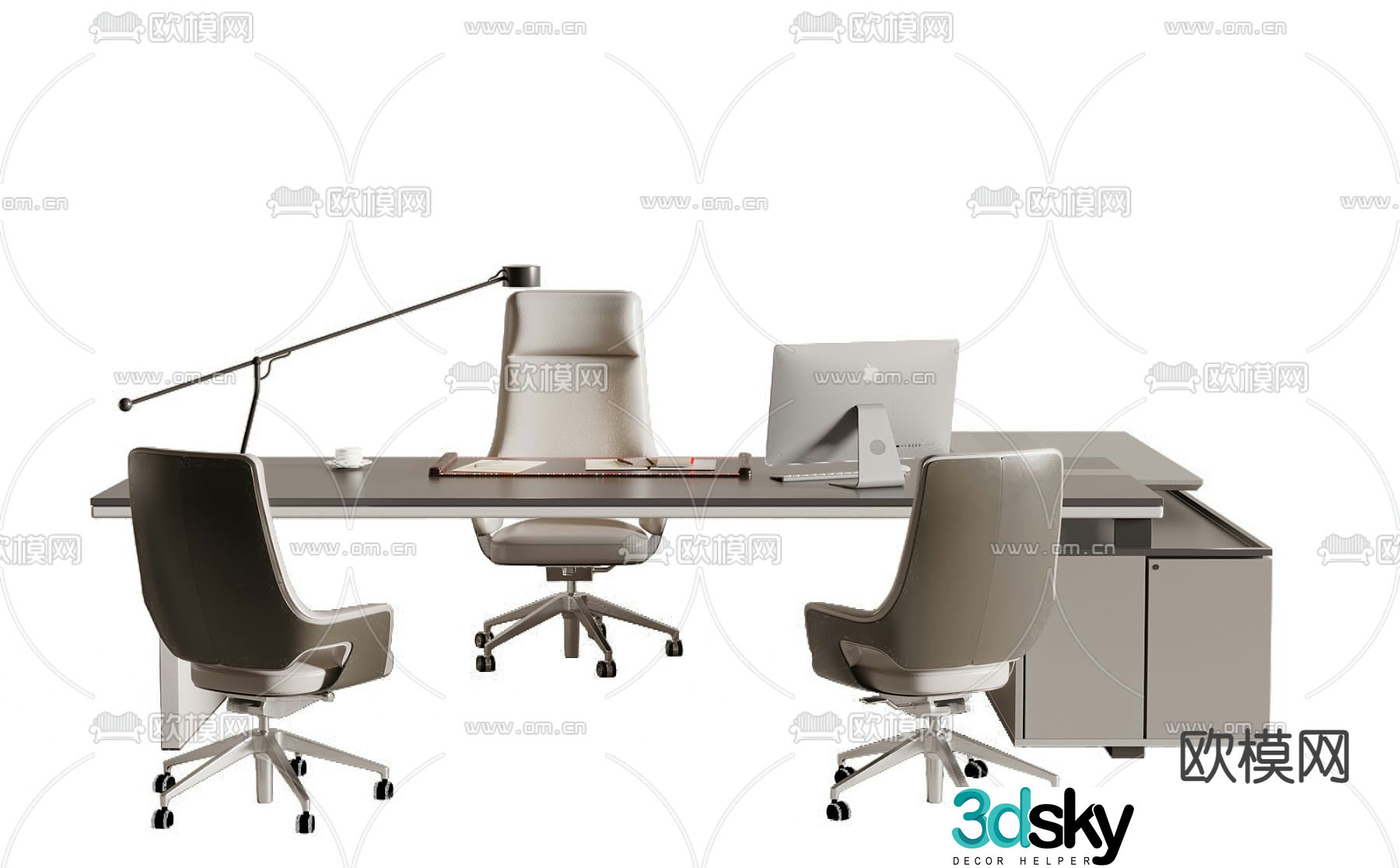 Desk table boss table office desk 3d model