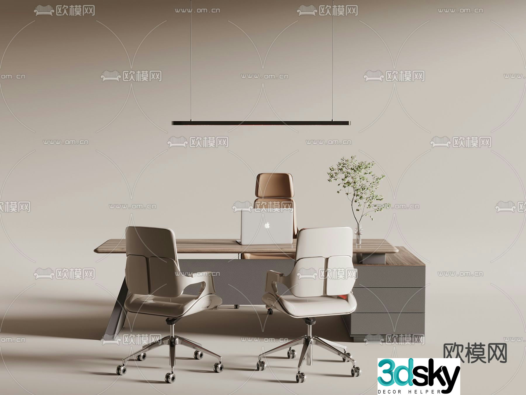 Desk table boss table office desk 3d model