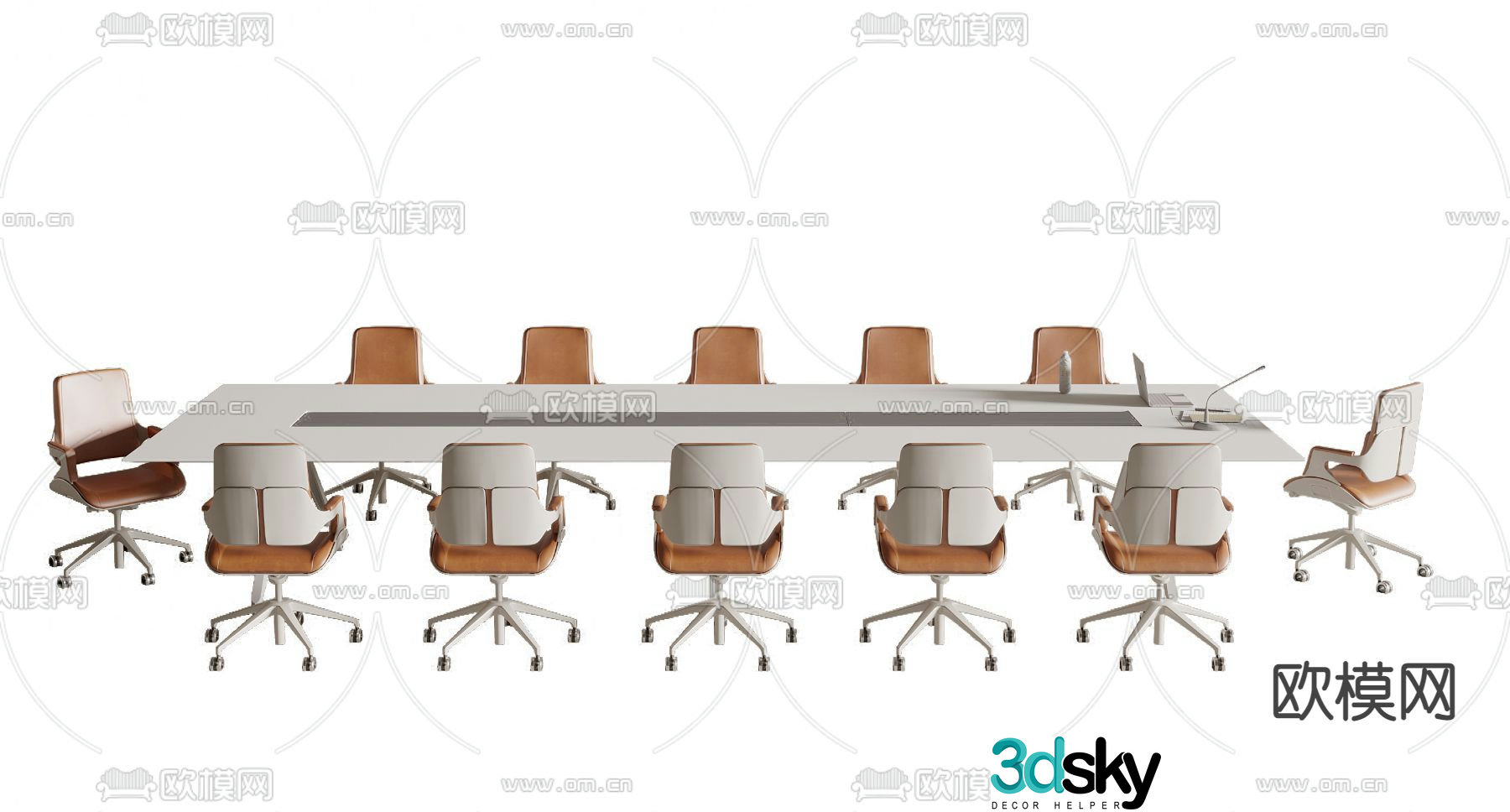 Long conference table conference table 3d model