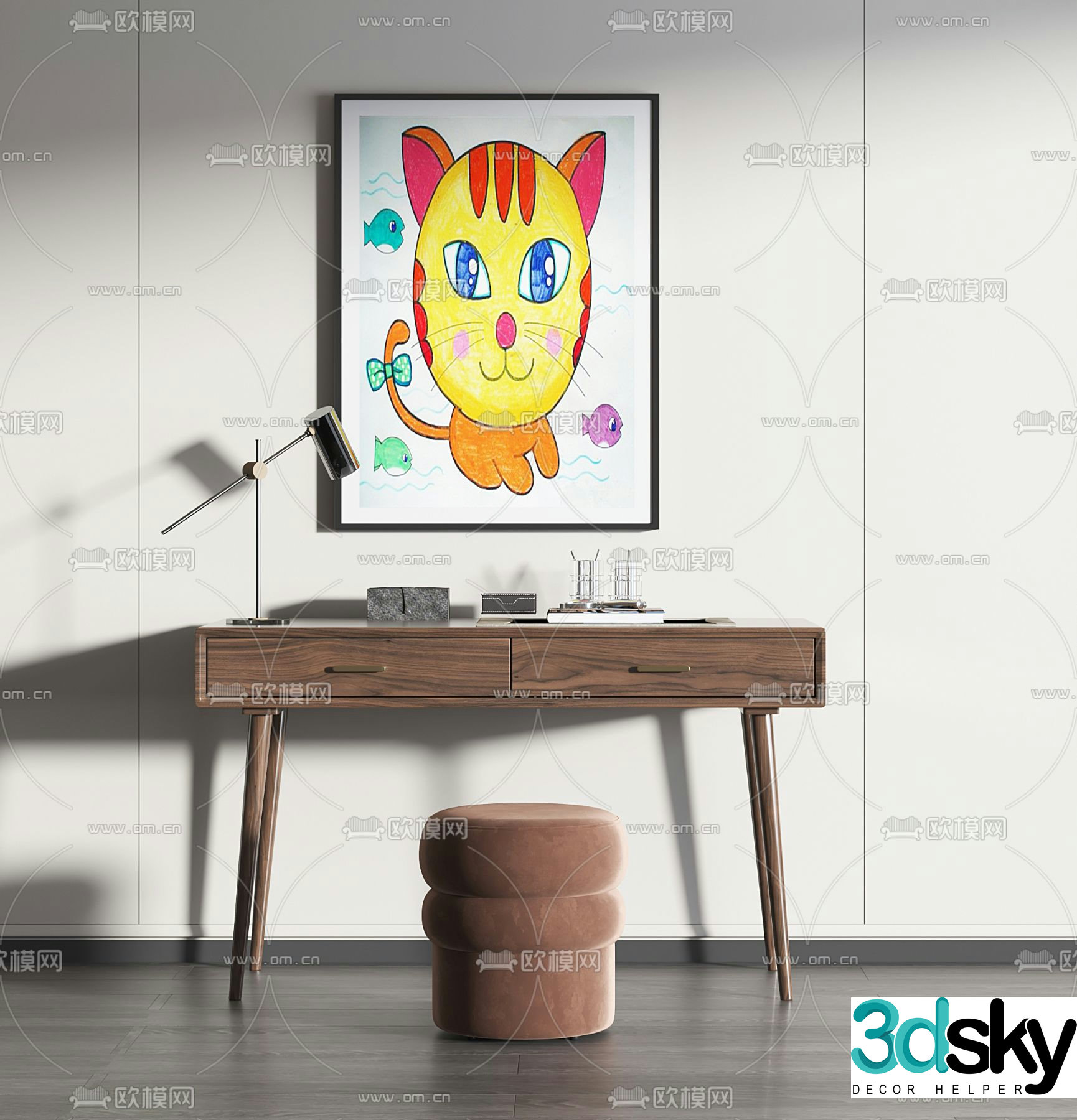 Children’s desk chair desk 3d model