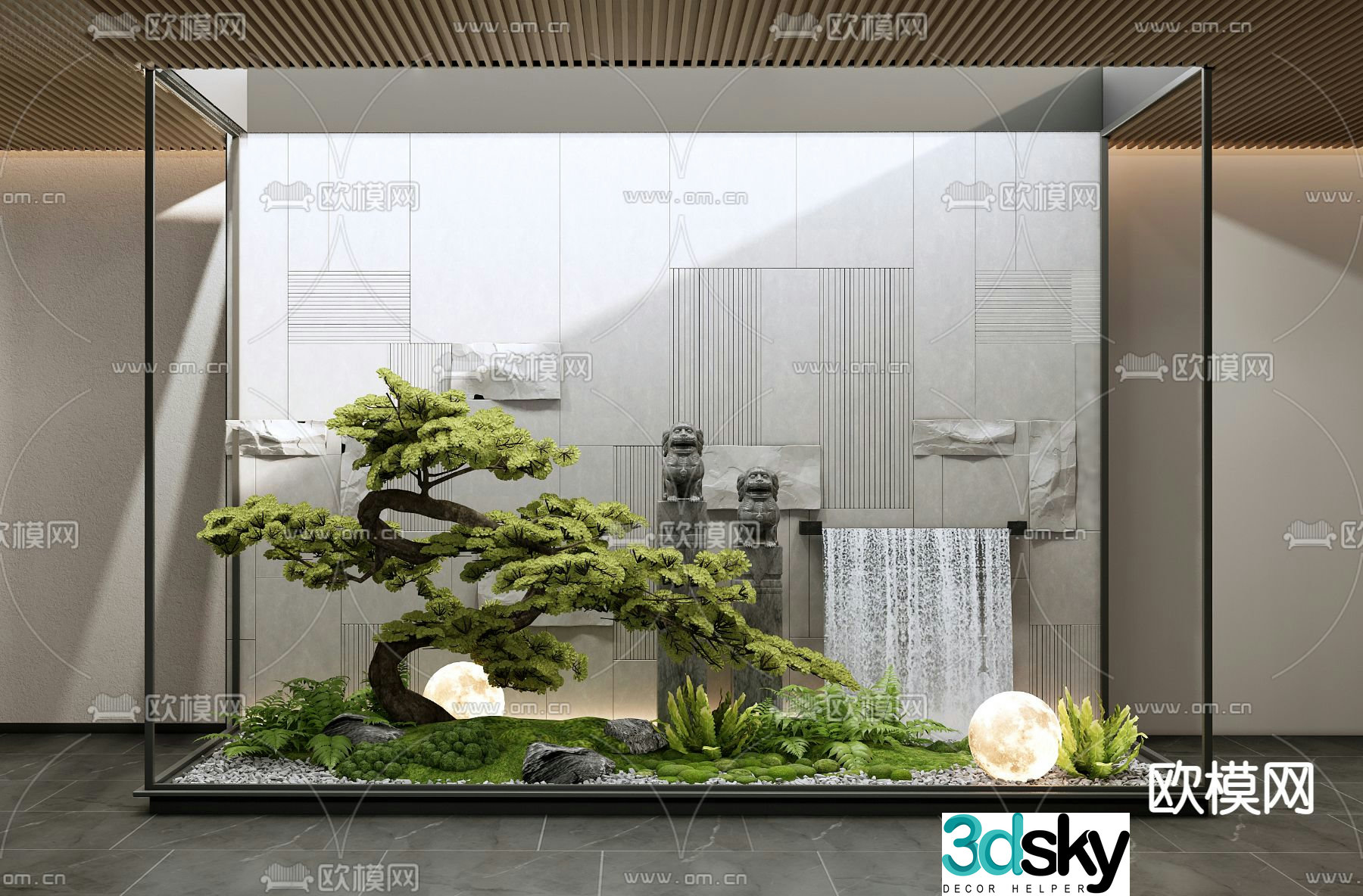 Indoor landscaping courtyard sketch landscape sketch 3d model