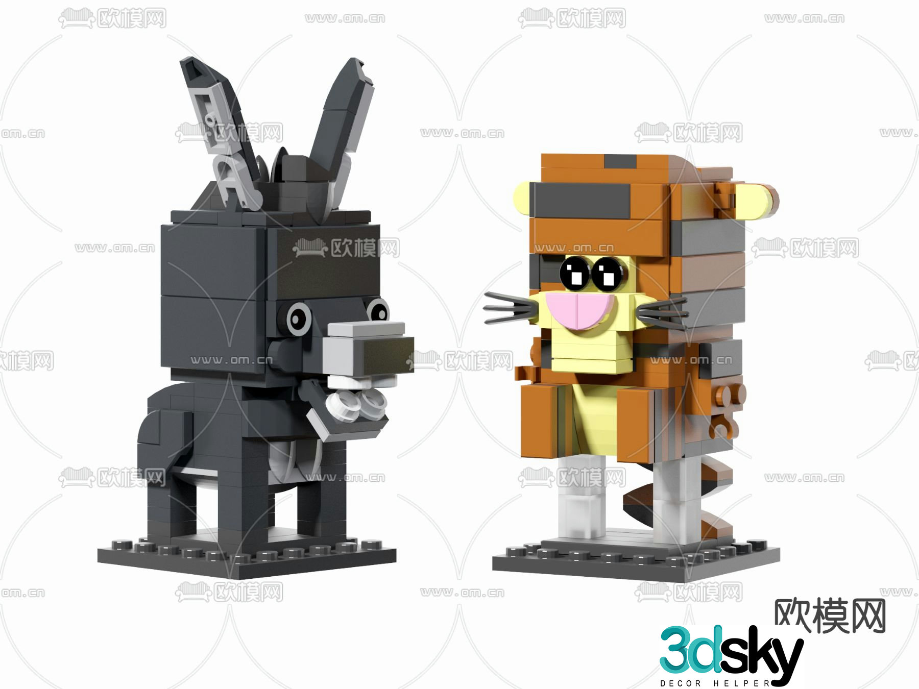 Building block toys cartoon doll 3d model