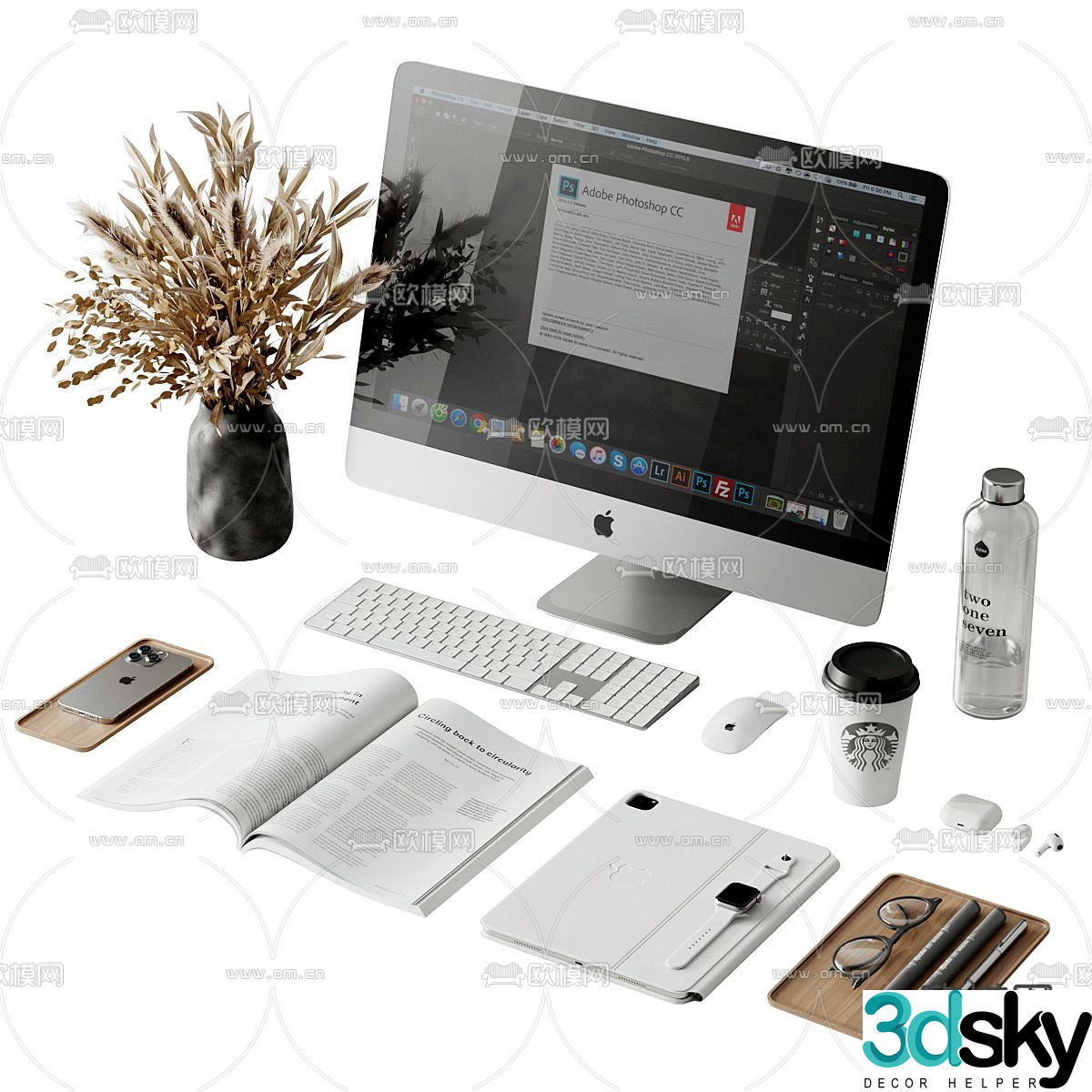 Desktop accessories computer office supplies 3d model