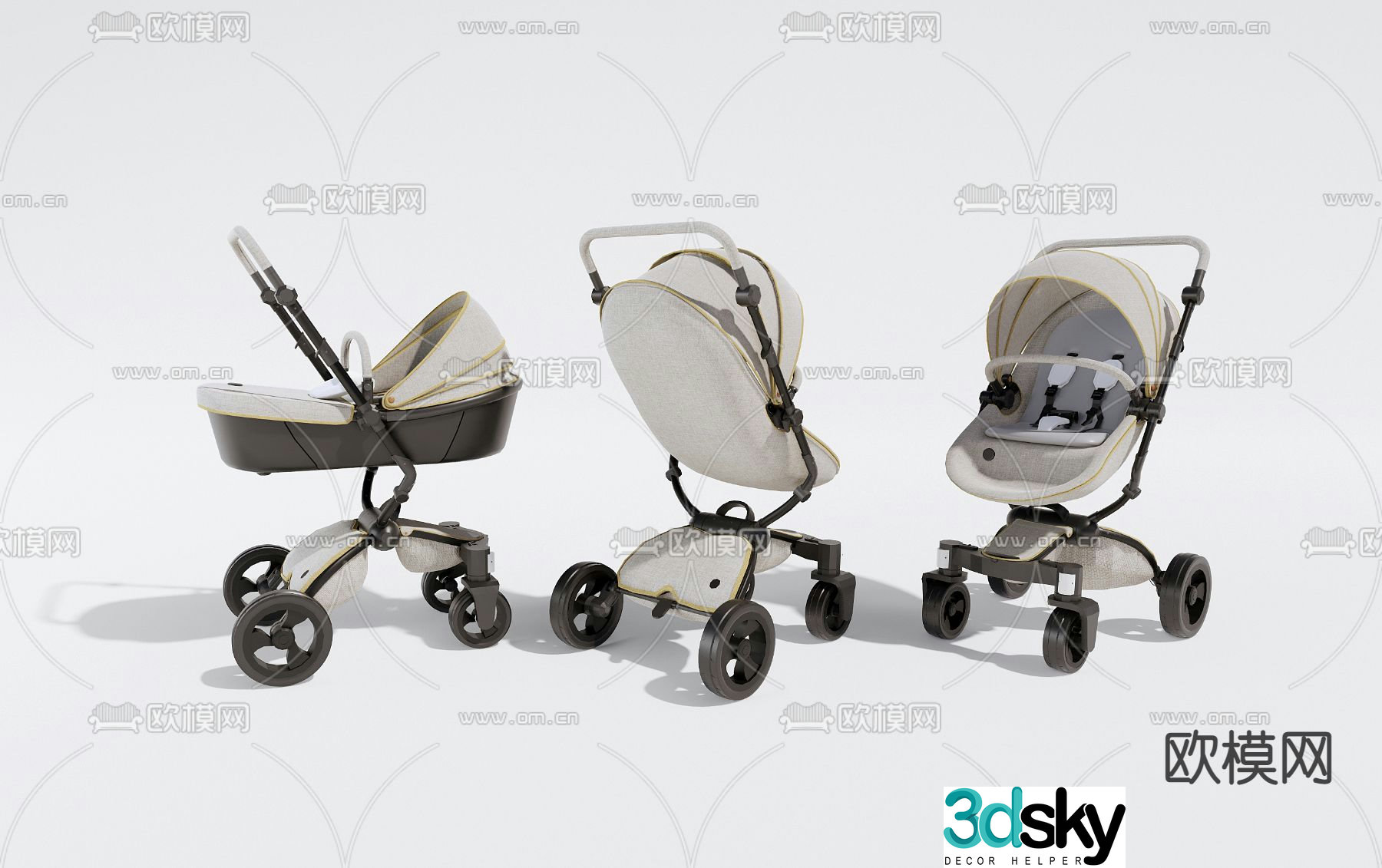 Baby stroller hand stacker 3d model