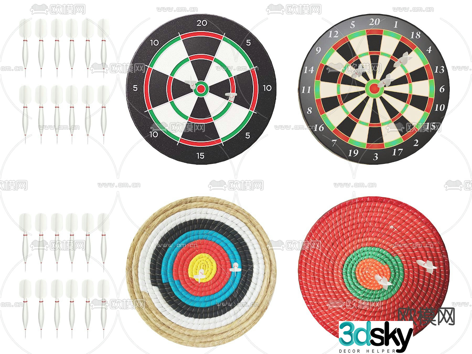 Dart board archery target gun target archery target 3d model