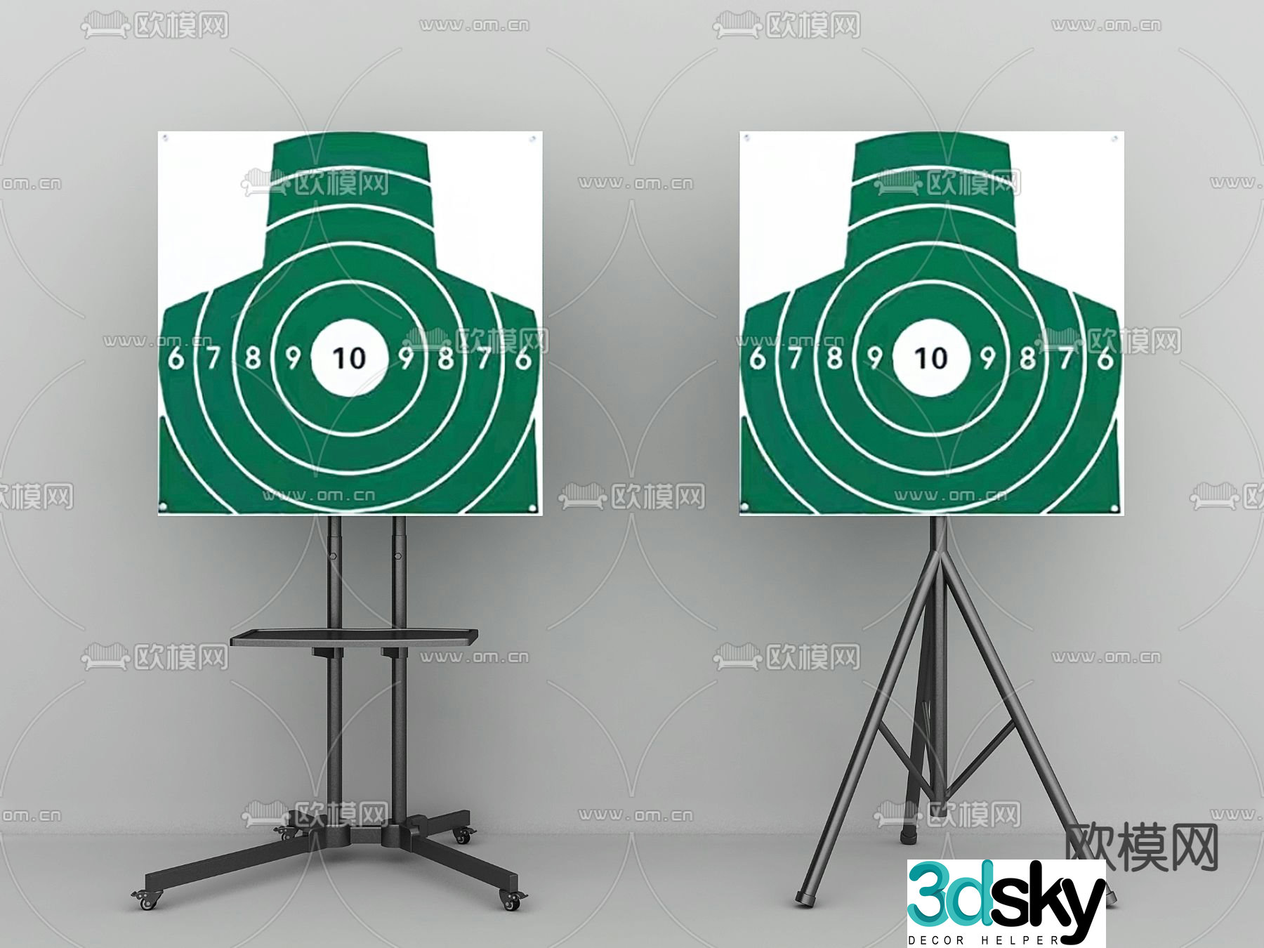 bullseye dart board archery target gun target 3d model