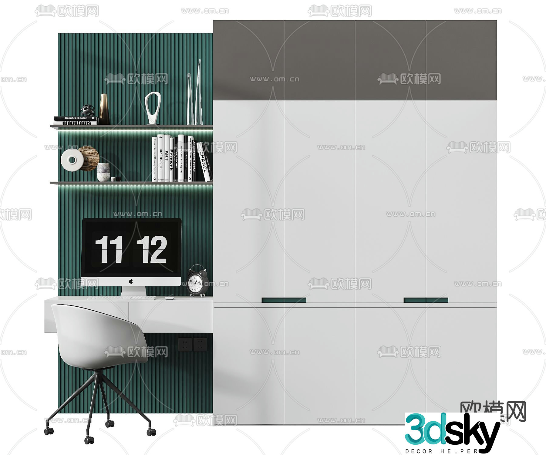 Children’s wardrobe study table 3d model