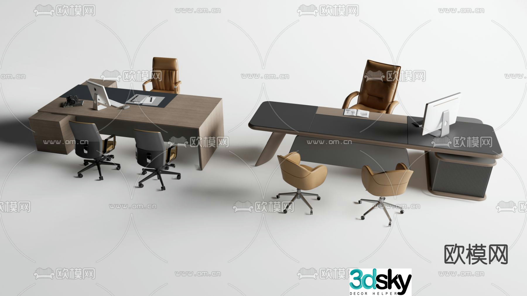 Office desk and chair desk table 3d model
