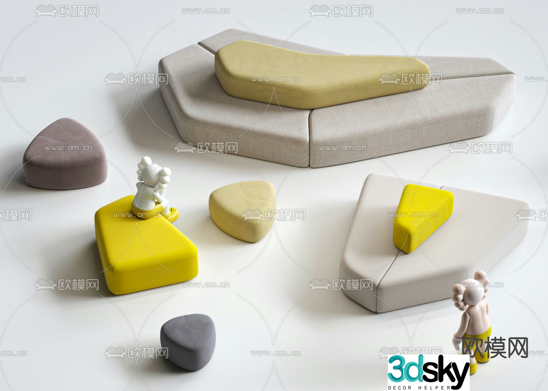 Public sofa lobby sofa 3d model