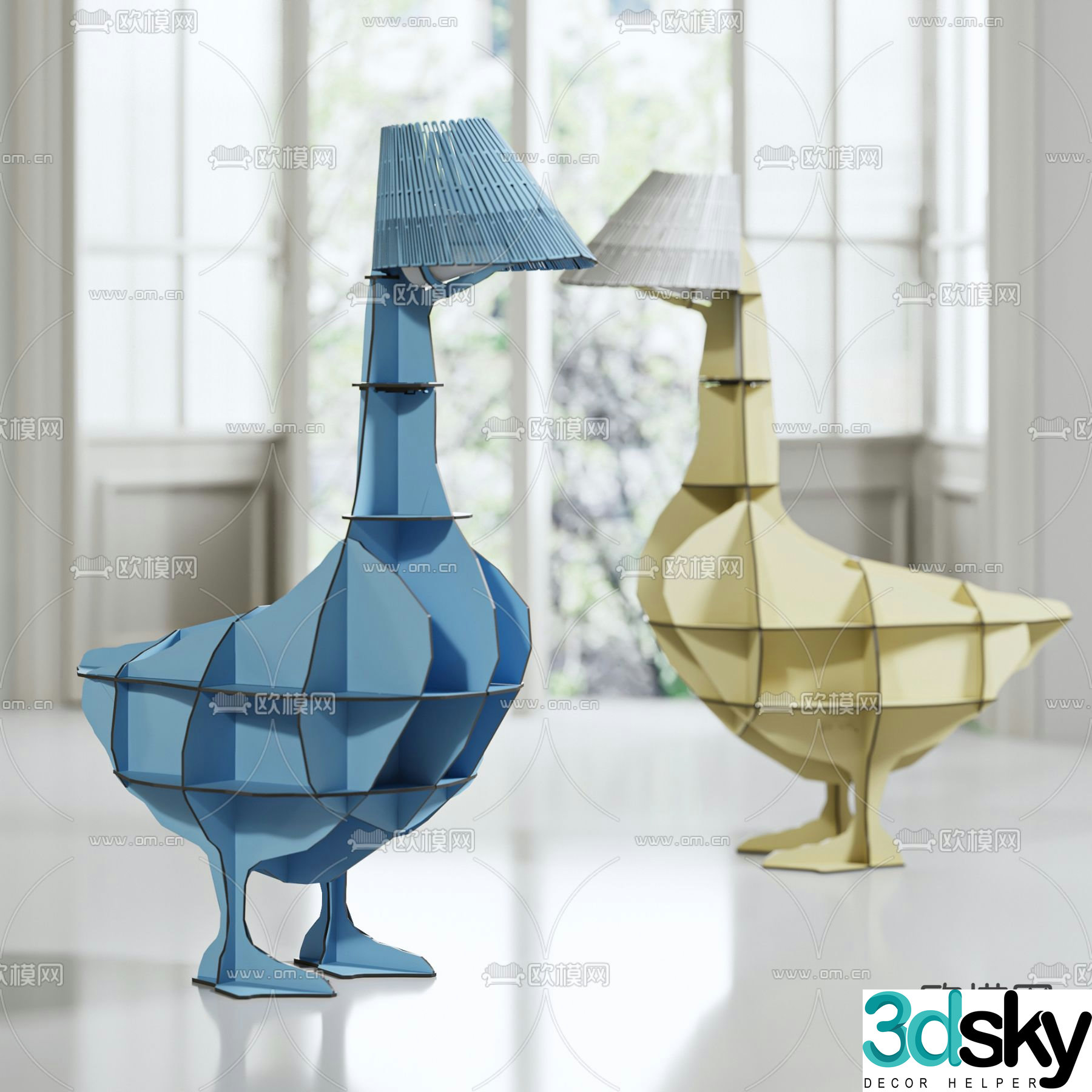 Cartoon bookcase animal bookshelf 3d model